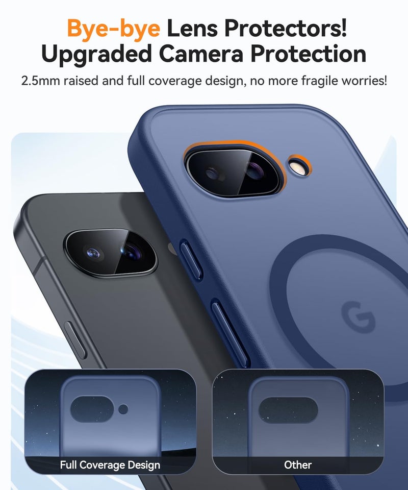 CANSHN Magnetic Compatible with Google Pixel 9a Case(6.3 Inch), Upgraded [Full Camera Protection] [Compatible with Magsafe] [Translucent Matte] Shockproof Protective Phone Case Cover,Deep Blue - Image 3
