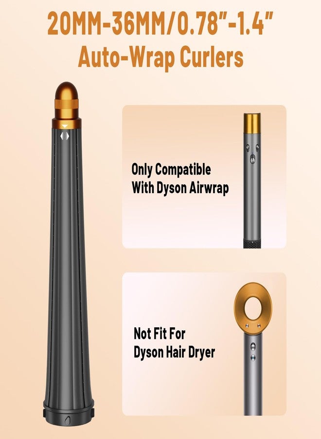 ZEPHBLOW Hair Long Conical Barrel for Dyson Airwrap, 0.78-1.4Inch/ 20-36mm Conical Long Curling Barrels Compatible with Airwrap HS01/05, Self-Curling Hair Roller Curlers Attachment, Gold - Image 2
