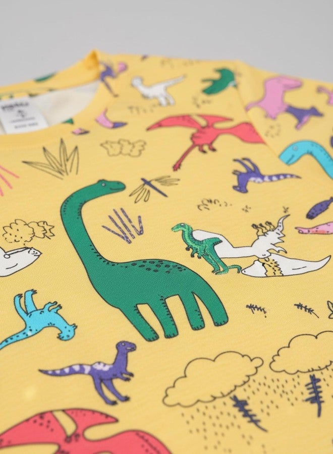 ANTHRILO Raining Dinosaur Short Sleeve Pyjama Set - Yellow | 6-12 Months - Image 5