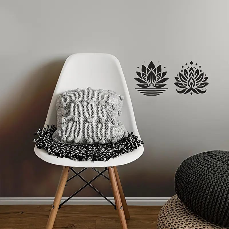 CLITHS Cliths Set of 4 Lotus Stencils - 7.9x7.9 Inch Reusable Spiritual Art Templates for Fabric, Wood, Wall Decor & Glass Painting DIY Craft Stencils for Yoga Studios & Home Decor - Image 3