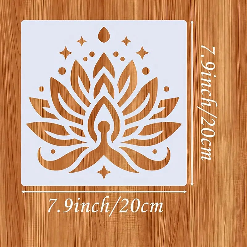 CLITHS Cliths Set of 4 Lotus Stencils - 7.9x7.9 Inch Reusable Spiritual Art Templates for Fabric, Wood, Wall Decor & Glass Painting DIY Craft Stencils for Yoga Studios & Home Decor - Image 2