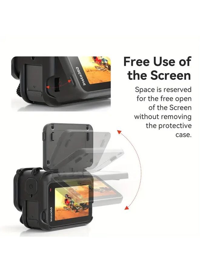 Black Silicone Sleeve with Lens Cap and Lanyard for Insta360 Ace Pro 2 Protection Cover Case - Image 5