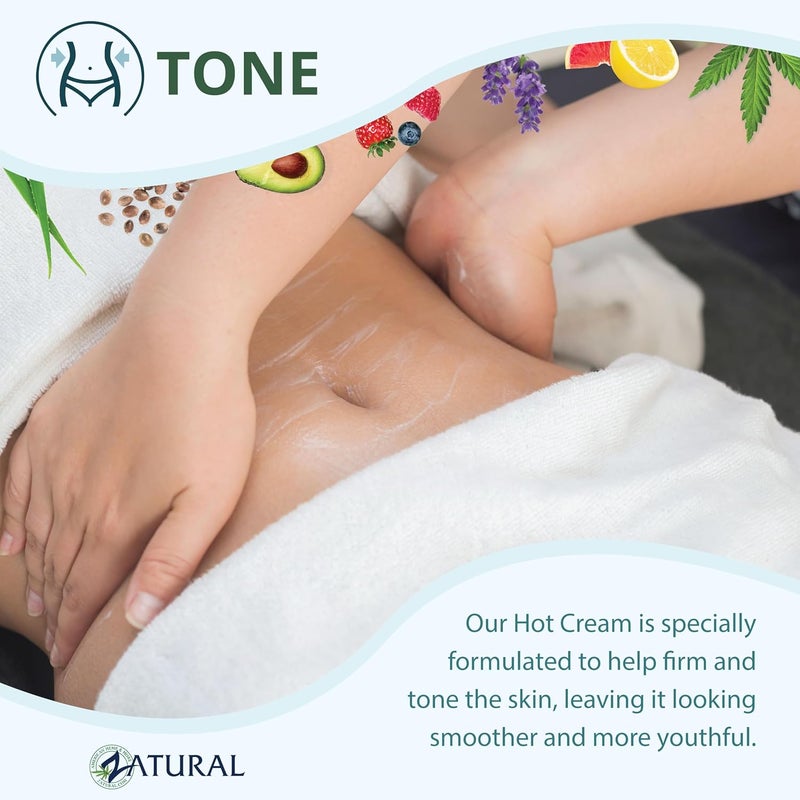 Zatural Organic Hot CreamCellulite CreamMuscle RubBody WrapsBelly FatSkin Firming Weight LossProfessional Therapeutic GradeDoctor Formulated Pump - Image 3