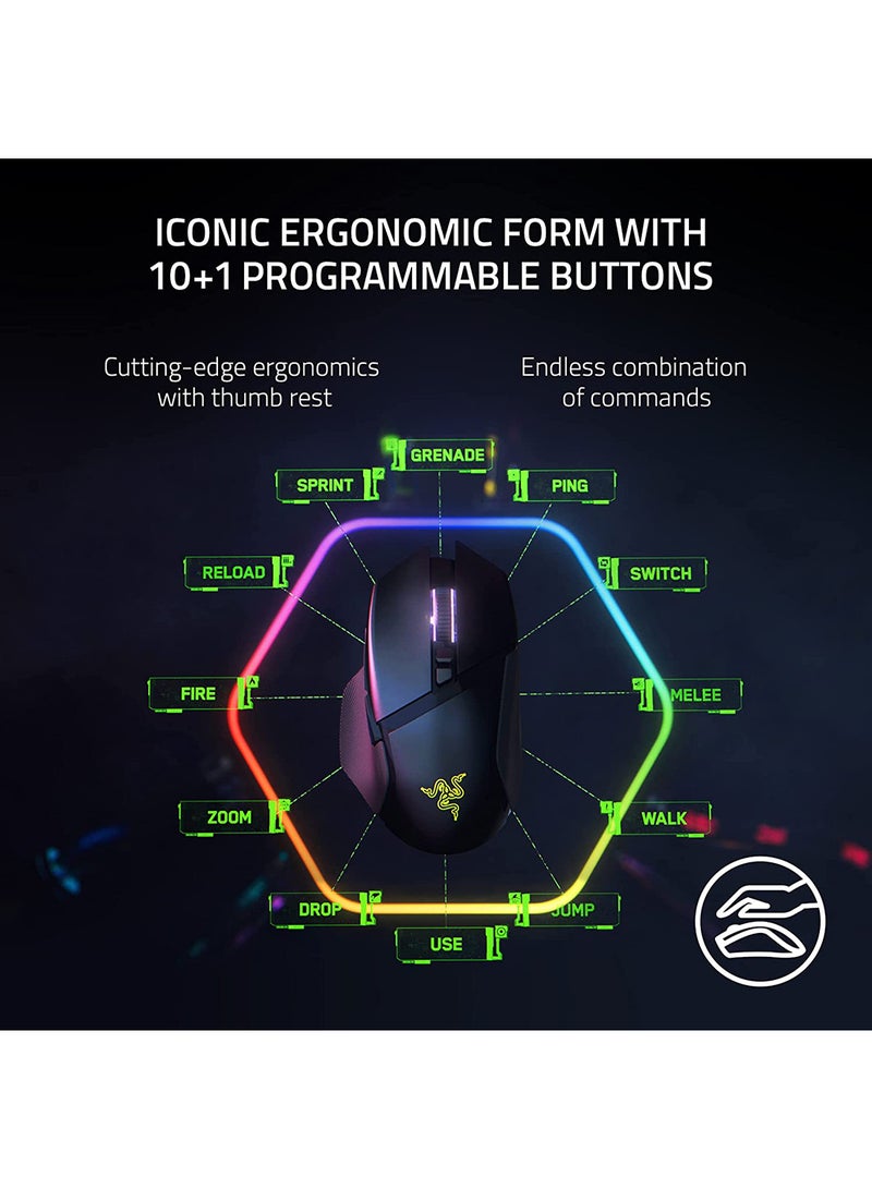 RAZER Basilisk V3 Pro Customizable Wireless Gaming Mouse - Fast Optical Switches Gen-3, HyperScroll Tilt Wheel, Chroma RGB, 11 Programmable Buttons, Focus Pro 30K Optical Sensor - Classic Black - Image 4