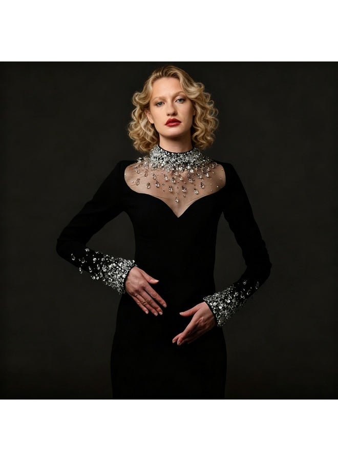 Madam Uniq New Fashionable European and American Long Dress - Exquisite Beaded and Rhinestone Embellished Evening Gown - Image 2