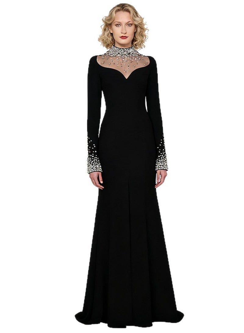 Madam Uniq New Fashionable European and American Long Dress - Exquisite Beaded and Rhinestone Embellished Evening Gown - Image 1