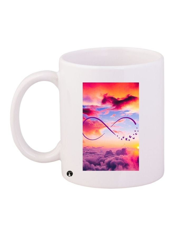 RYN Skyline Clouds Printed Coffee Mug White/Orange/Blue 11ounce