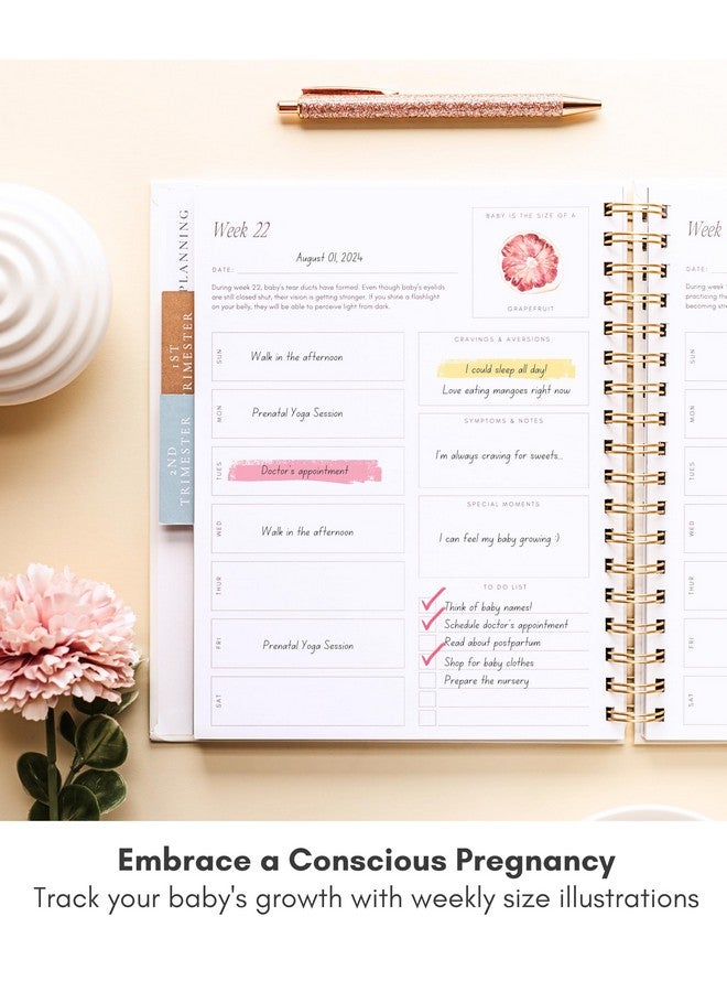 Lamare دفتر حمل لاماري للأمهات الجدد 2025 - مخطط ومفكرة حمل بغلاف صلب - هدية حمل للأمهات الجدد - تذكار مع تلميحات وأماكن للصور - Image 3