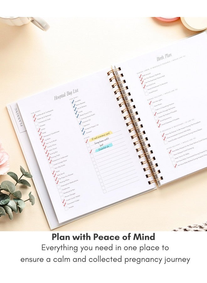 Lamare دفتر حمل لاماري للأمهات الجدد 2025 - مخطط ومفكرة حمل بغلاف صلب - هدية حمل للأمهات الجدد - تذكار مع تلميحات وأماكن للصور - Image 5