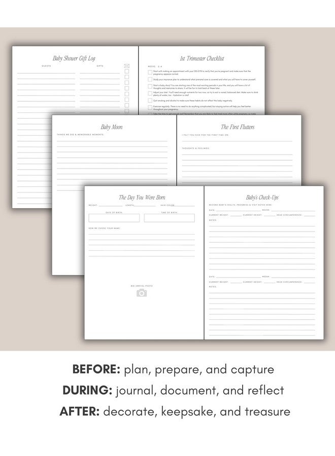 Lamare دفتر حمل لاماري للأمهات الجدد 2025 - مخطط ومفكرة حمل بغلاف صلب - هدية حمل للأمهات الجدد - تذكار مع تلميحات وأماكن للصور - Image 4