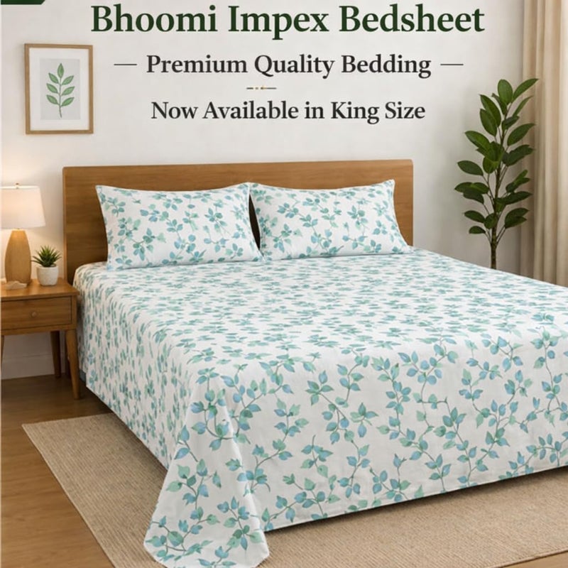 Bhoomi Impex ملاءة سرير كينغ - ملاءات فراش مطبوعة خفيفة الوزن ومتينة مع غطاء وسادة - كينغ_أزرق برقوق متفتح - Image 3