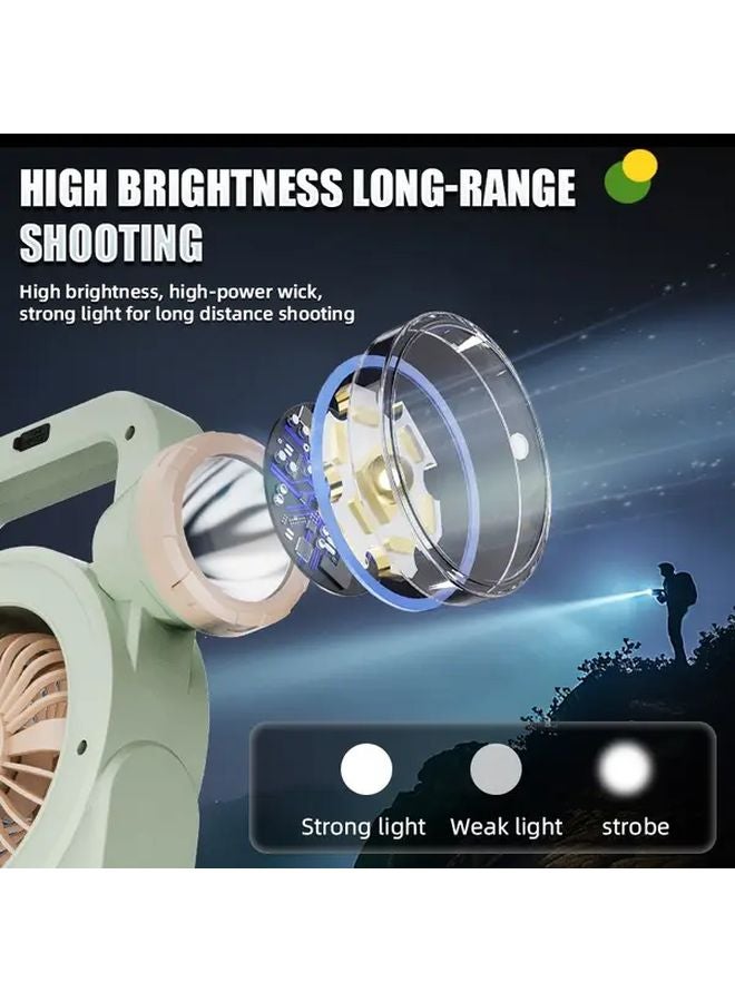 Portable Camping Fan with LED Light 40H Working Time Power Bank Flashlight 1pc - Image 5
