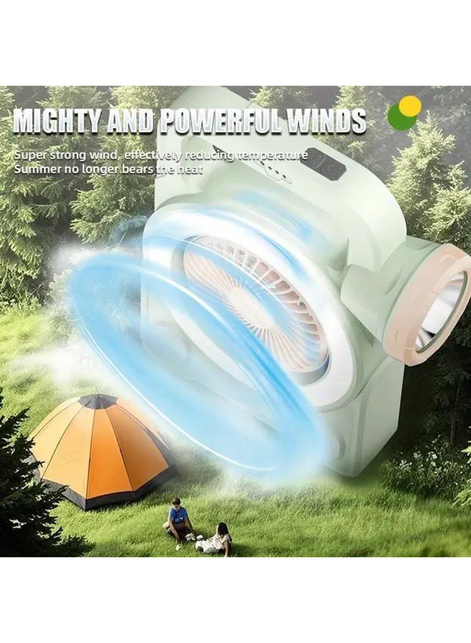 Portable Camping Fan with LED Light 40H Working Time Power Bank Flashlight 1pc - Image 4