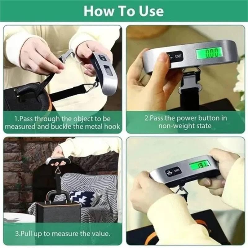 Portable Digital Luggage Scale - 50kg Capacity | Backlit LCD Display | Temperature Display | Travel Weighing Scale for Suitcases and Bags - Image 4