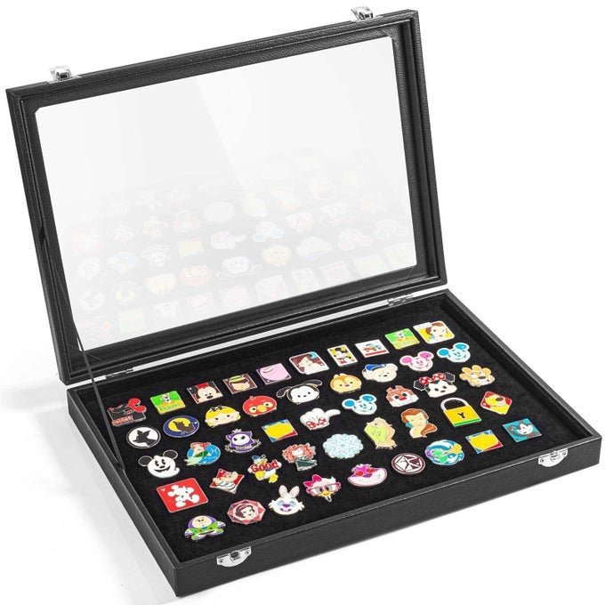 ENAMEL PIN DISPLAY CASE PIN COLLECTION HOLDER 14 X 9 SHADOW BOX FRAME FOR PINS BLACK