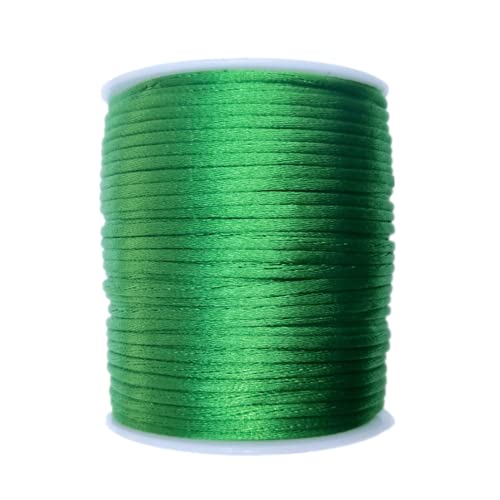 Glory Qin 109 Yards 1.0mm Nylon Rope Satin Silk Decorative Rope Beaded String Kumihimo, Beaded, Tassel, Jewelry Making Chinese Knot (Green, 1.0mm) - Image 2