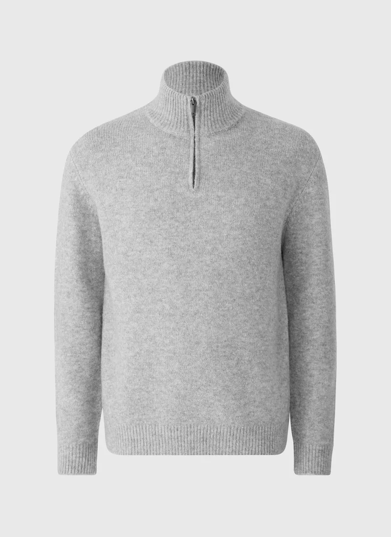 Matalan Grey Cosy Rib Quarter Zip