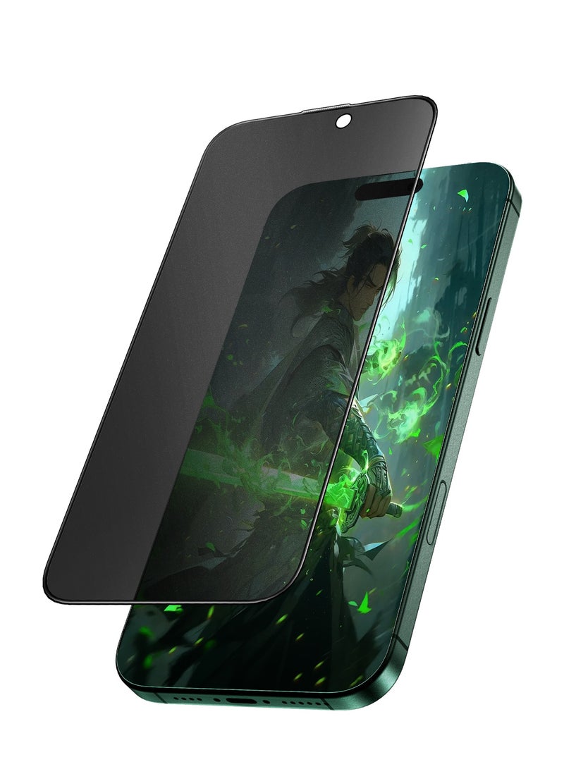 GREEN LION iPhone 16 Pro Screen Protector 9H Steve Matte Privacy Dull Glass / Anti-Peeping / Anti Fingerprint / Anti Scratch / Grease Resistance / Ultra Hardness / Highly Responsive - Black Edge/Privacy - Image 1