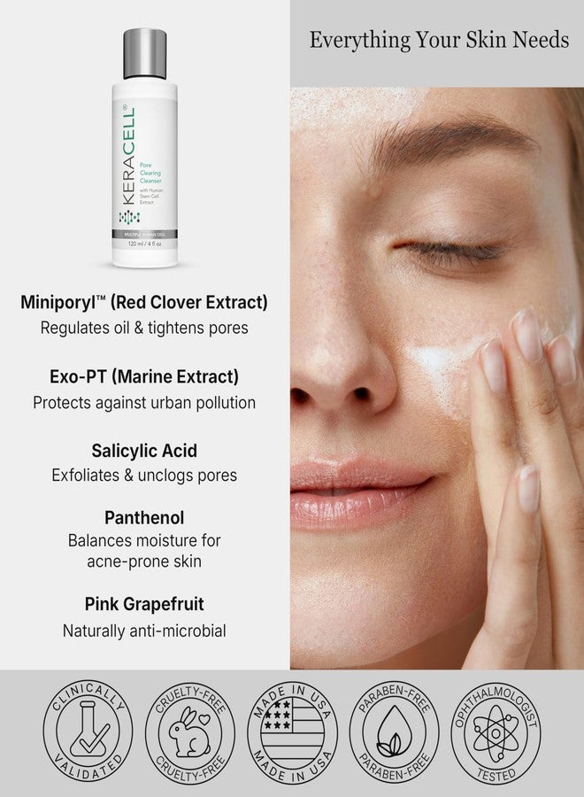 Keracell Pore Clearing Cleanser - Pore Cleanser & Minimizer with Salicylic Acid & Panthenol - Acne Cleansing Face Wash with MHCsc Technology - Moisturizes, Decreases Oil & Removes Impurities - 4 oz - Image 3