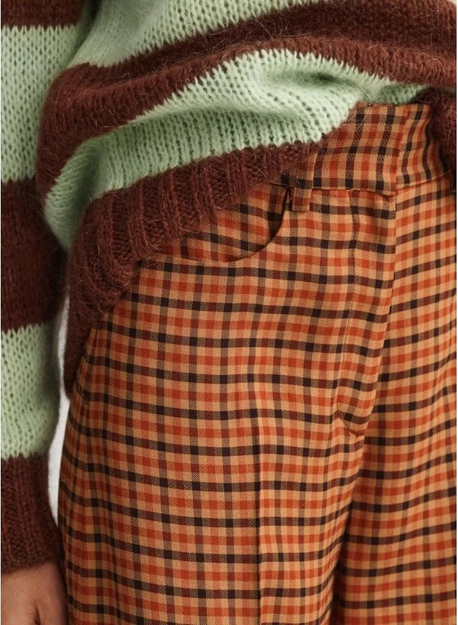 GANT High-Waisted Wide Check Pants