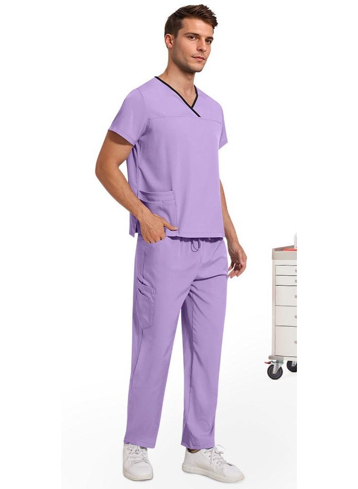 NIBEMINENT زي بيطري لتجميل الحيوانات - مجموعة ملابس عمل مكونة من قطعتين - بلوزة وسروال متعددة الألوان - زي تمريض موحد للرجال والنساء - زي طبي للأسنان للنساء والرجال - Image 1