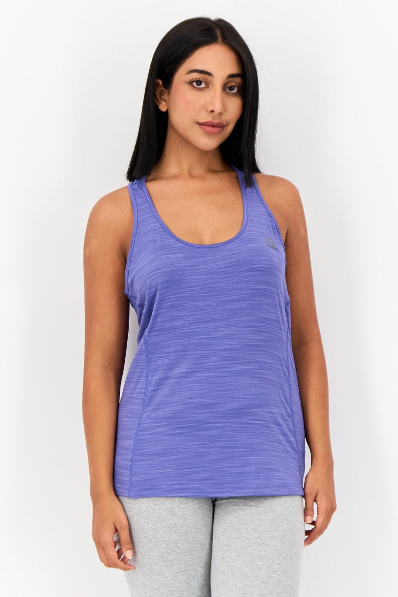 Reebok Women Sportswear Fit Brand Logo Sleeveless Running Top, Blue - Image 1