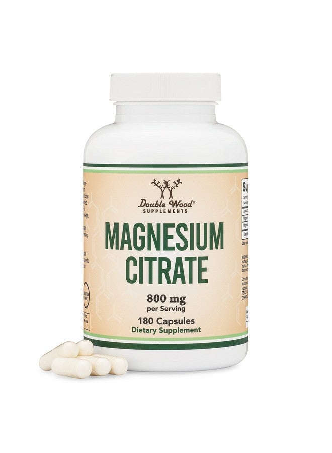 Double Wood Supplements كبسولات سيترات المغنيسيوم 400 مجم، 180 كبسولة، 800 مجم، آمنة للنباتيين، تم تصنيعها في الولايات المتحدة الأمريكية بواسطة شركة Double Wood Supplements - Image 1