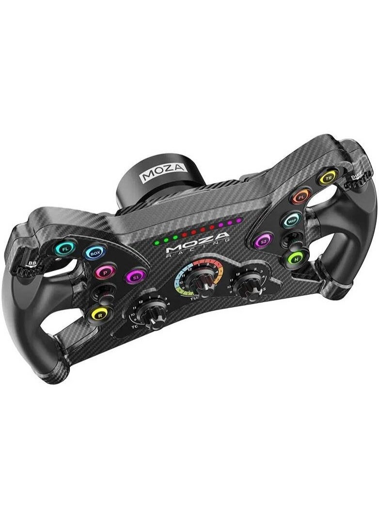 موزة عجلة قيادة MOZA KS – نمط فراشة GT بقطر 300 مم، بدالات مغناطيسية بمستشعر Hall، نظام قابض مزدوج، مواد مدعمة بألياف الكربون، 10 أزرار مضيئة، 8 مؤشرات LED RGB، نظام فك سريع، لون أسود | KS - Image 3