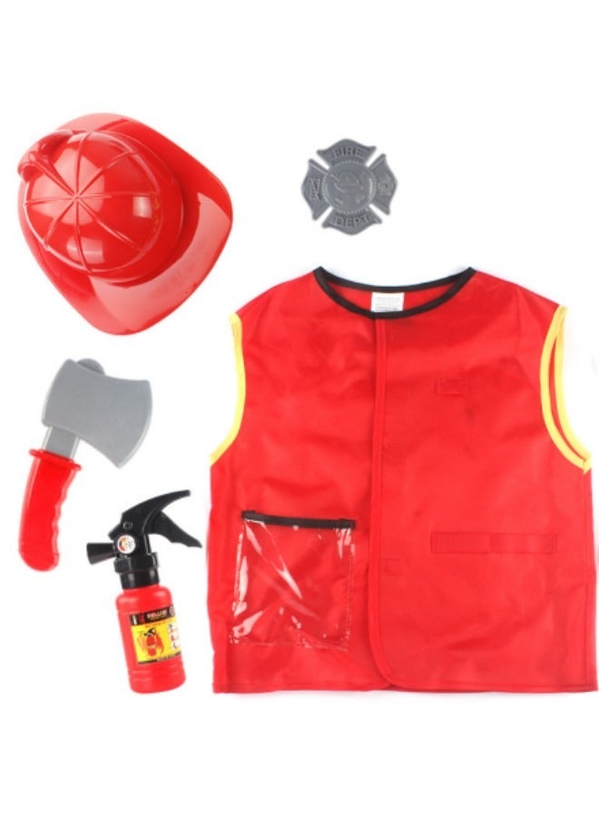 Role Play Set Kids,Toddler Fireman Police Dress up, Fire Pretend Chief Outfit, Firefighter Costume for Kids - Image 3