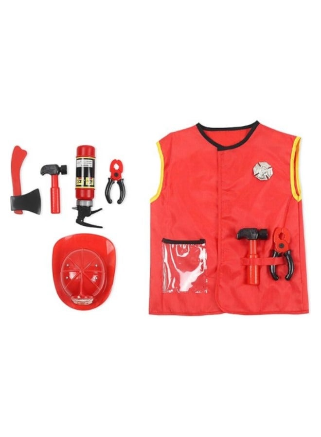Role Play Set Kids,Toddler Fireman Police Dress up, Fire Pretend Chief Outfit, Firefighter Costume for Kids - Image 1