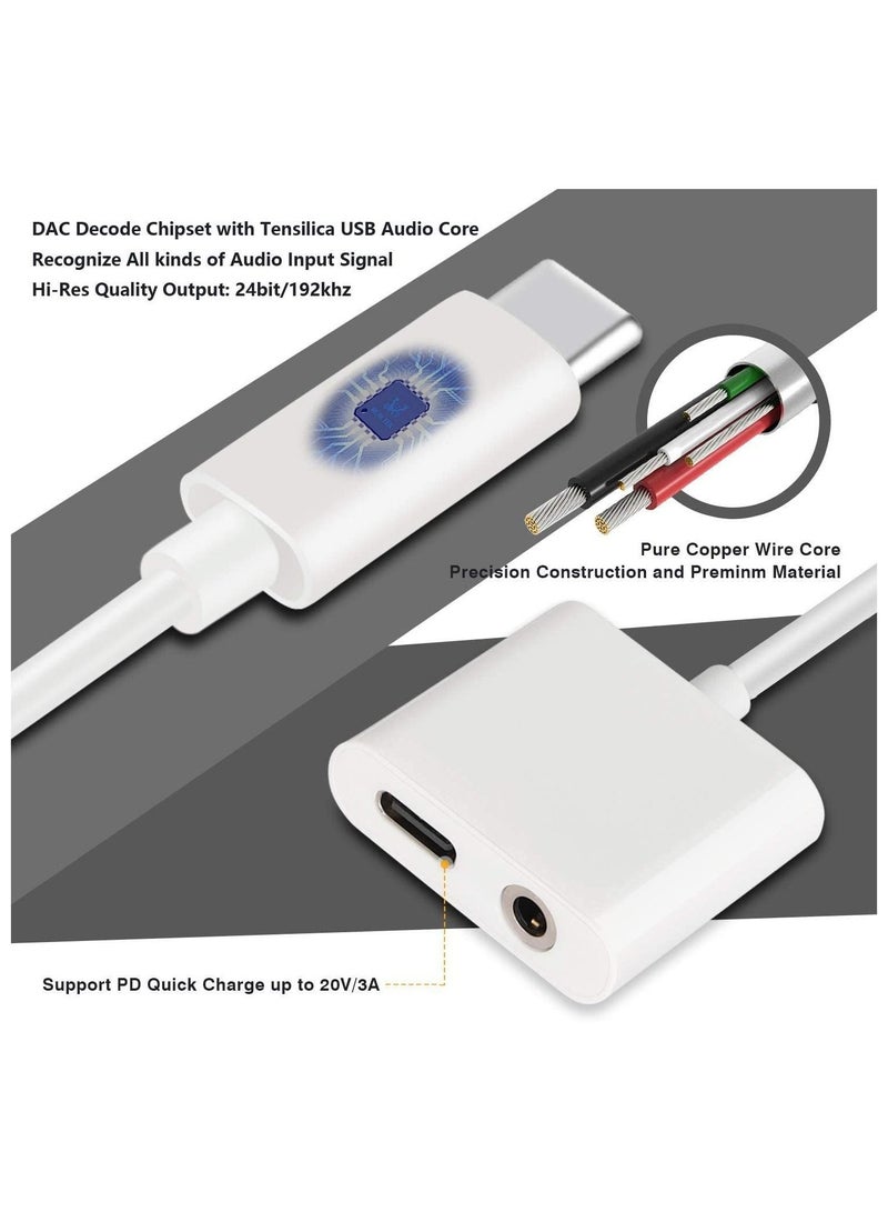 USB C to 3.5mm Headphone and Charger Adapter,2 in 1 USB C to Aux Audio Jack with PD 60W Fast Charging Dongle Fit with Galaxy S22 Ultra/S21 Ultra/S20/S20+ Ultra - Image 5