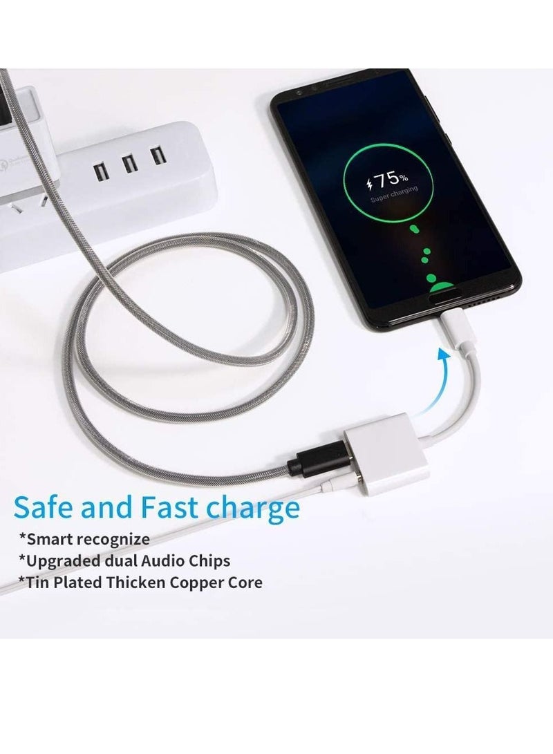USB C to 3.5mm Headphone and Charger Adapter,2 in 1 USB C to Aux Audio Jack with PD 60W Fast Charging Dongle Fit with Galaxy S22 Ultra/S21 Ultra/S20/S20+ Ultra - Image 3
