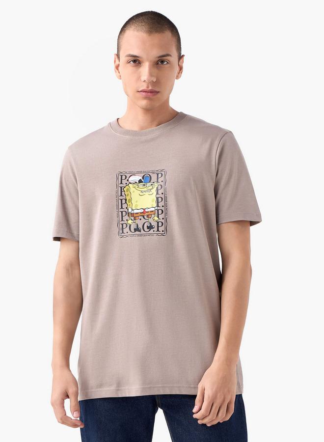 SP Characters SpongeBob Print T-shirt with Crew Neck - Image 1