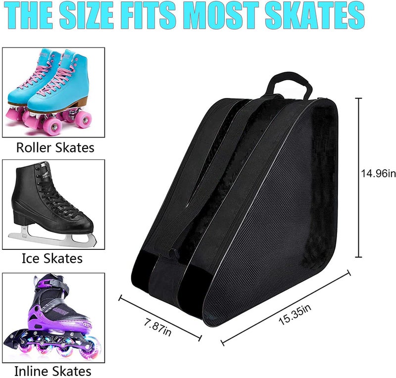 Peyorom Skate Bags - Great For Roller  Ice  Quad  Inline & Figure Skates - Accessories For Kids & Adults (Black) - Image 2