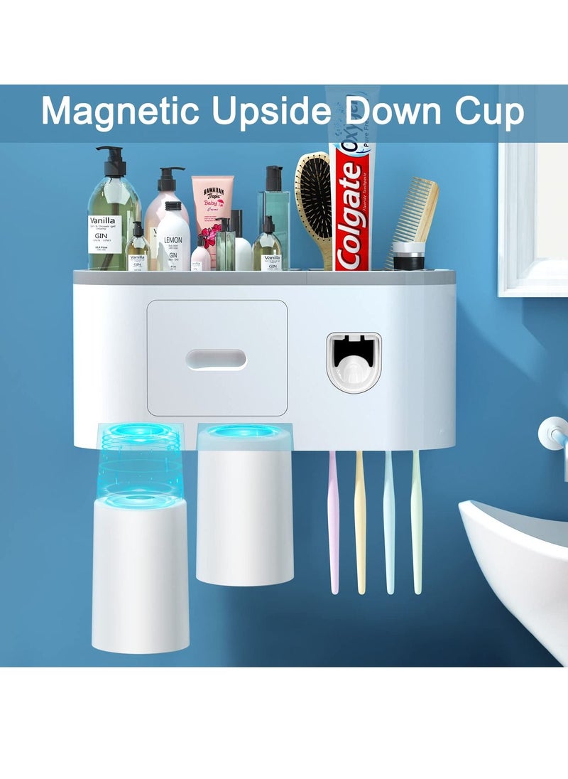 XiuWoo Automatic Wall Mounted Toothpaste Dispenser And Toothbrush Holder With Two Magnetic Cups  - Image 4