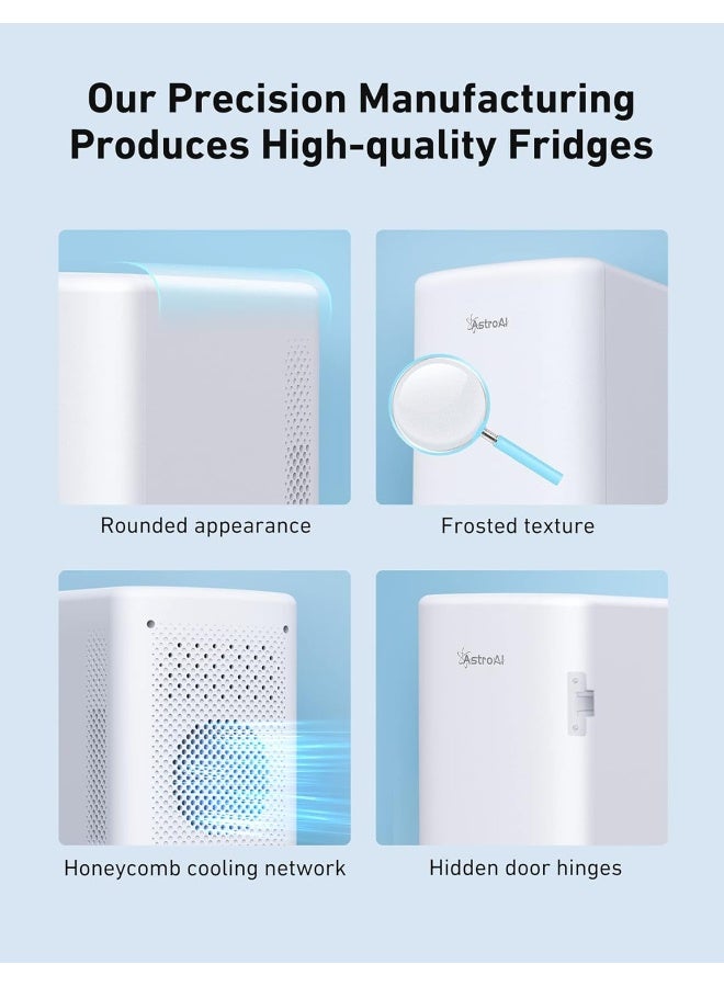 أسترواي ثلاجة صغيرة من AstroAI 2.0 Gen، ثلاجة صغيرة للعناية بالبشرة سعة 6 لتر/8 علب مكياج 110 فولت تيار متردد/ 12 فولت تيار مستمر محمولة مبرد حراري كهربائي وسخان صغير لغرفة النوم ومستحضرات التجميل (رمادي غامق) - Image 5