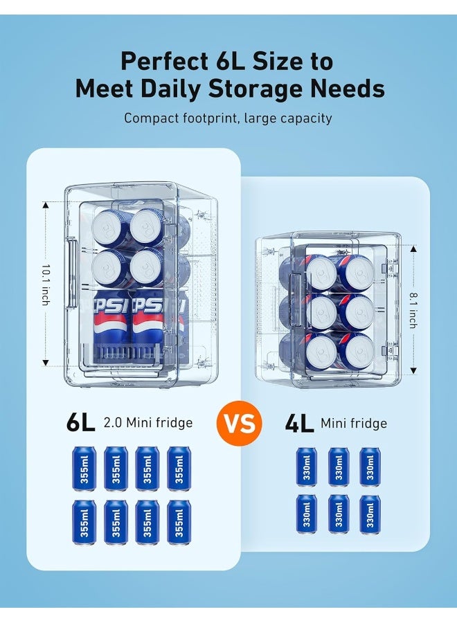 أسترواي ثلاجة صغيرة من AstroAI 2.0 Gen، ثلاجة صغيرة للعناية بالبشرة سعة 6 لتر/8 علب مكياج 110 فولت تيار متردد/ 12 فولت تيار مستمر محمولة مبرد حراري كهربائي وسخان صغير لغرفة النوم ومستحضرات التجميل (رمادي غامق) - Image 3