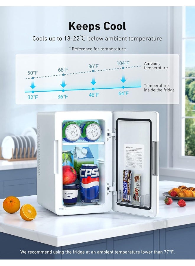 أسترواي ثلاجة صغيرة من AstroAI 2.0 Gen، ثلاجة صغيرة للعناية بالبشرة سعة 6 لتر/8 علب مكياج 110 فولت تيار متردد/ 12 فولت تيار مستمر محمولة مبرد حراري كهربائي وسخان صغير لغرفة النوم ومستحضرات التجميل (رمادي غامق) - Image 2