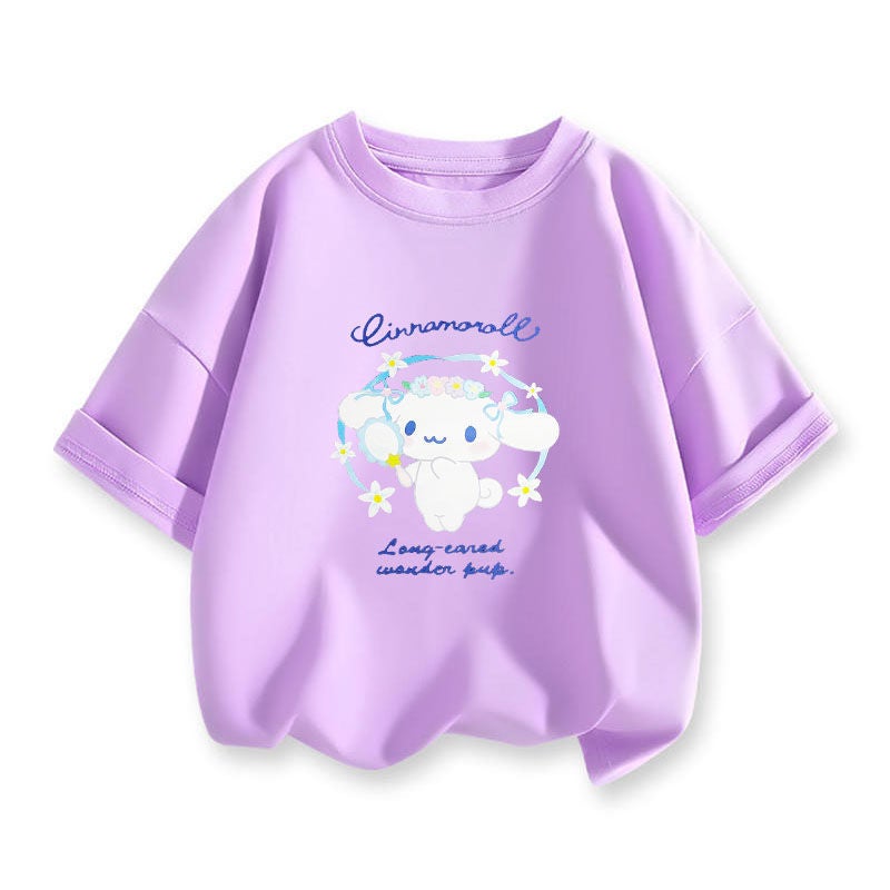 Coolometi Children'S Short-Sleeved Girls' Summer Printed T-Shirt New Children'S Yugui Dog Half-Sleeved Shirt Fashion - Image 1