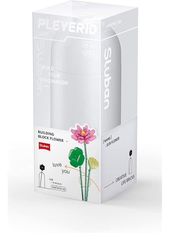 erorex Flower Vase Building Kit A Unique Flower Container With 254 Pcs And Flowers Lotus  - Image 1