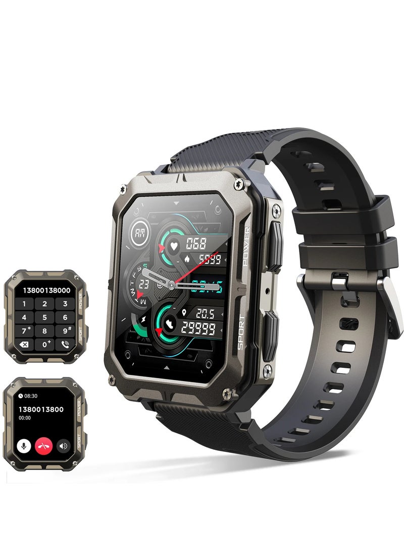 Blue Ocean Smart Watches for Men (Answer/Make Call), 100M Waterproof Smart Watch for Android Phones and iPhone, 1.8" Outdoor Sports Fitness Tracker with Heart Rate, Sleep Monitor, Black