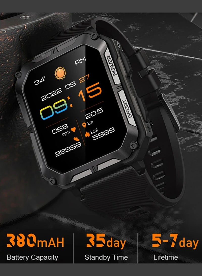 Blue Ocean Smart Watches for Men (Answer/Make Call), 100M Waterproof Smart Watch for Android Phones and iPhone, 1.8" Outdoor Sports Fitness Tracker with Heart Rate, Sleep Monitor, Black