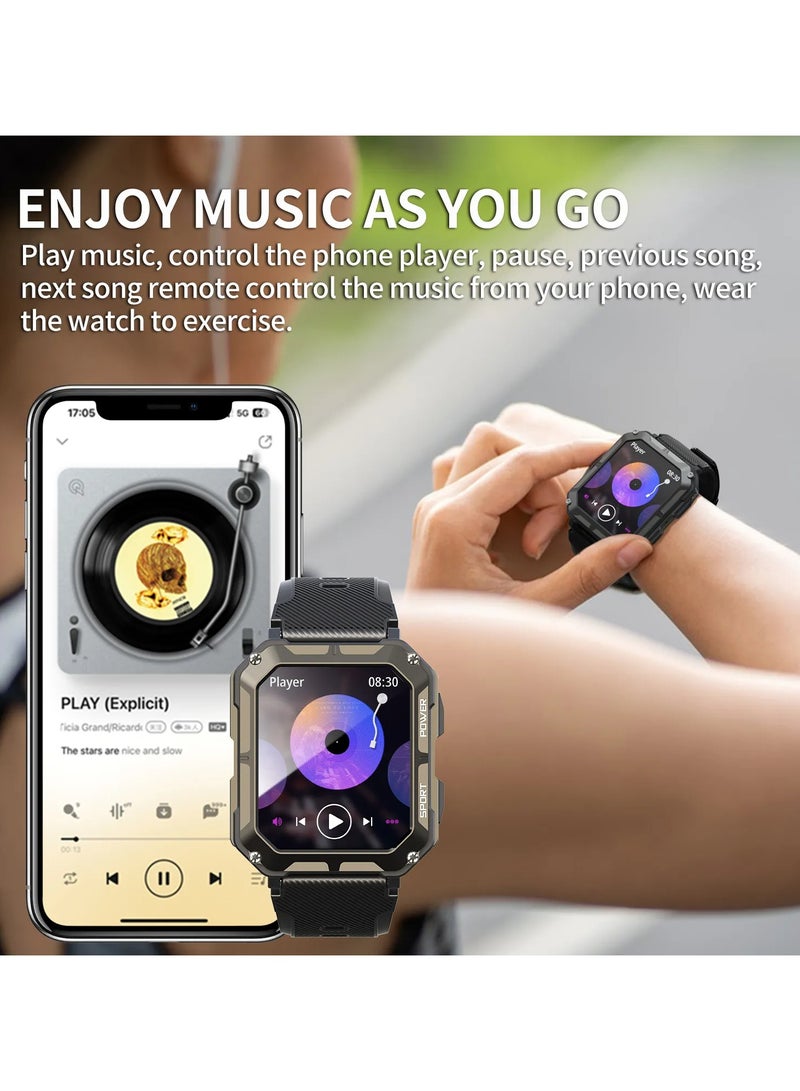 Blue Ocean Smart Watches for Men (Answer/Make Call), 100M Waterproof Smart Watch for Android Phones and iPhone, 1.8" Outdoor Sports Fitness Tracker with Heart Rate, Sleep Monitor, Black
