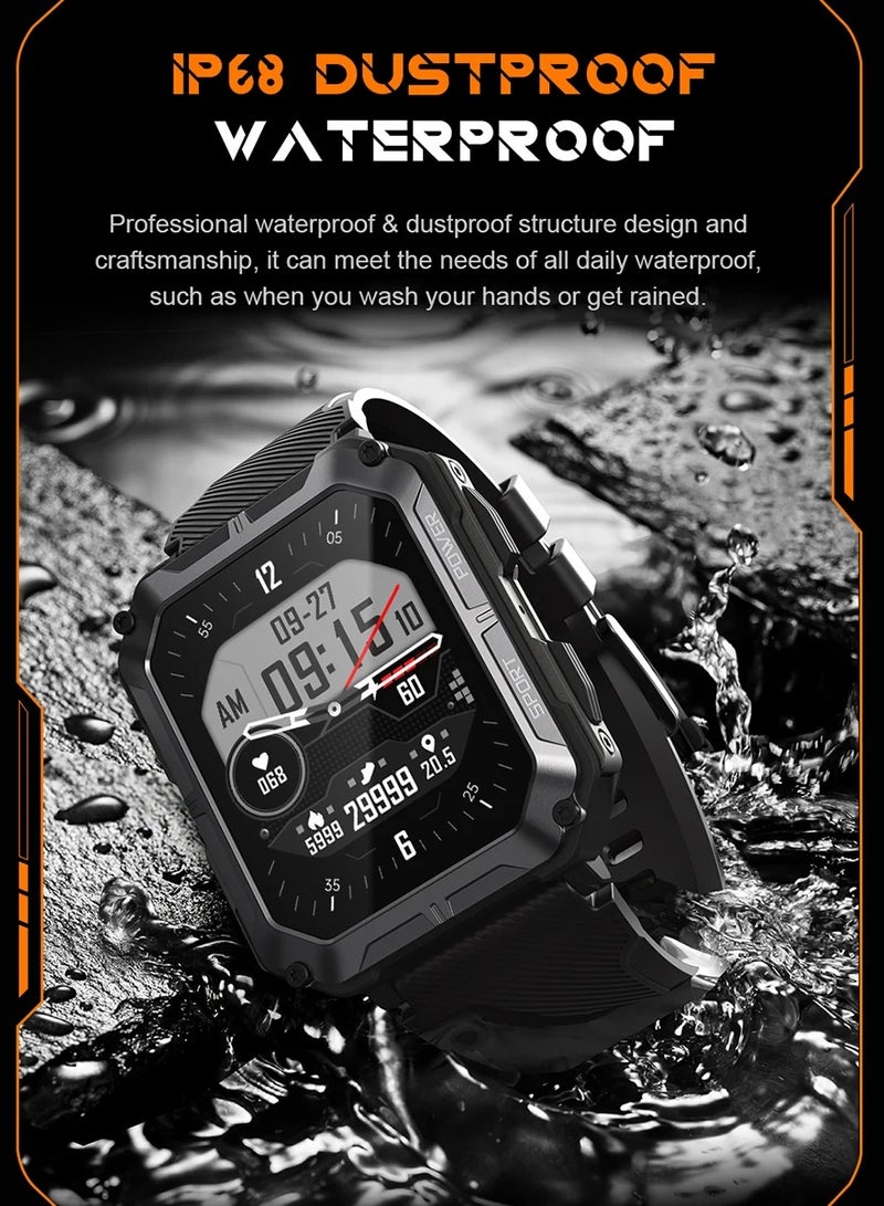 Blue Ocean Smart Watches for Men (Answer/Make Call), 100M Waterproof Smart Watch for Android Phones and iPhone, 1.8" Outdoor Sports Fitness Tracker with Heart Rate, Sleep Monitor, Black