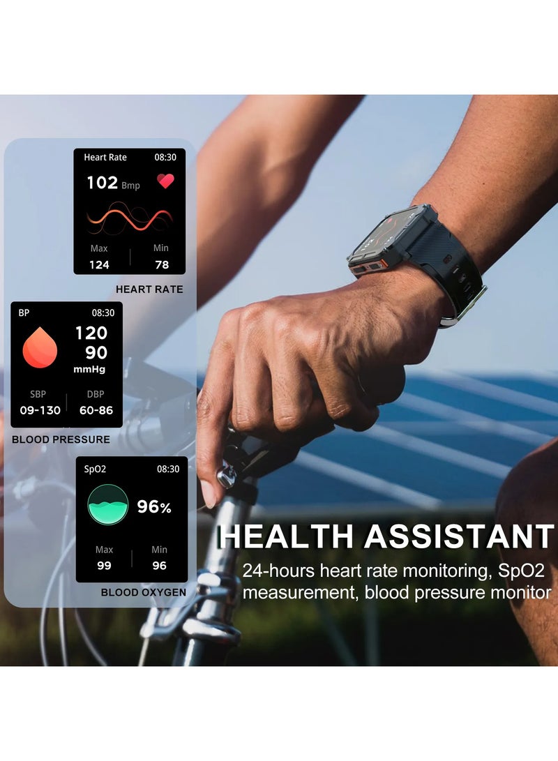Blue Ocean Smart Watches for Men (Answer/Make Call), 100M Waterproof Smart Watch for Android Phones and iPhone, 1.8" Outdoor Sports Fitness Tracker with Heart Rate, Sleep Monitor, Black