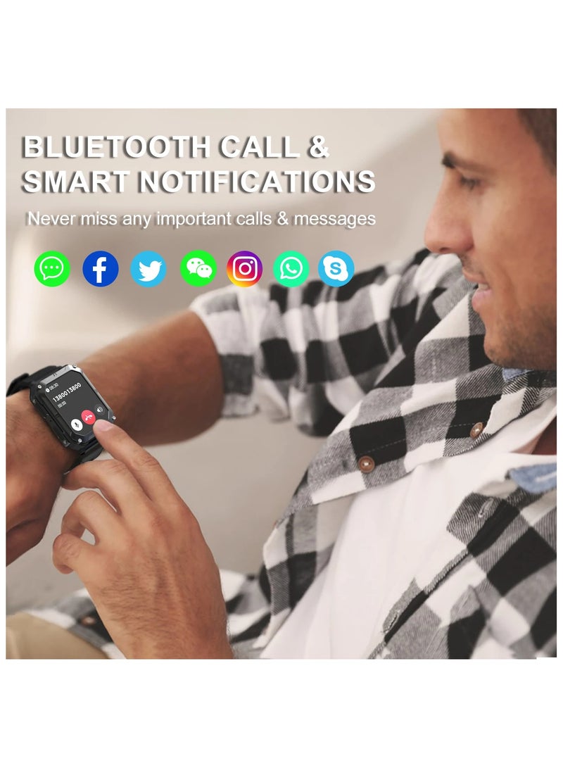 Blue Ocean Smart Watches for Men (Answer/Make Call), 100M Waterproof Smart Watch for Android Phones and iPhone, 1.8" Outdoor Sports Fitness Tracker with Heart Rate, Sleep Monitor, Black