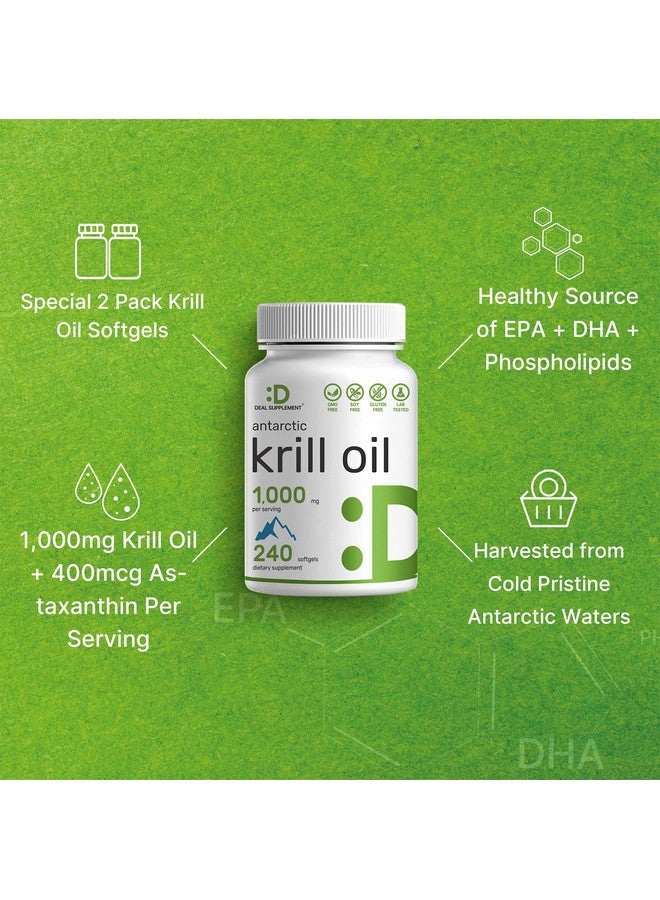 DEAL SUPPLEMENT Eagle Shine Vitamins 2 Pack Antarctic Krill Oil, 1,000mg Per Serving, 480 Softgels - Mercury Free, No Fishy Taste - Rich in Omega-3s, EPA, DHA, Astaxanthin, & Phospholipids - Non-GMO, No Gluten - Image 3