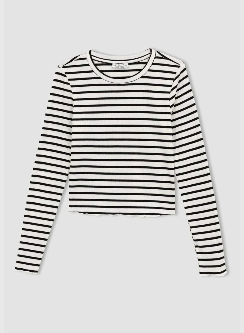 ديفاكتو Woman Crew Neck Knitted Long Sleeve T-Shirt