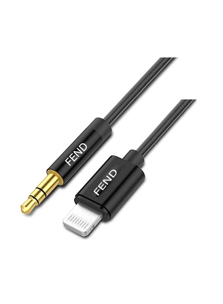FEND Lightning to 3.5mm Aux Audio Cable Aux Cord for iPhone iPad to Car Home Stereo Speaker with 3.5mm Headphone Jack Adapter Support fabric Strong cable Black  - Image 1