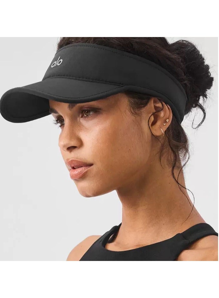 alo ALO open-top hat for sun protection, men's and women's outdoor sports, tennis, comfortable and lightweight, with a mesh sweat-absorbing strap inside-BLACK  - Image 4